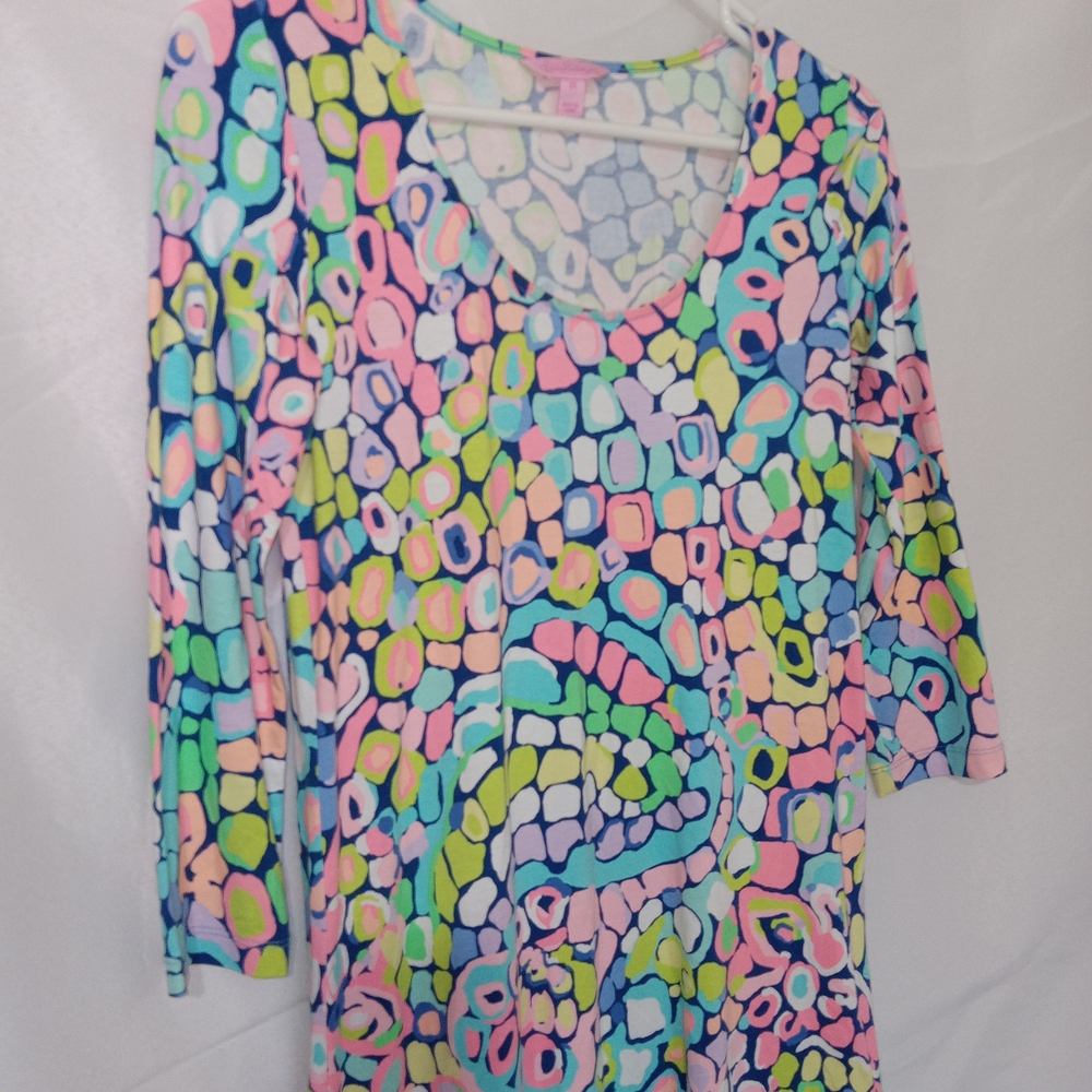 Lilly Pulitzer Ariana Gypsy Jungle Swing Dress XS Neon Pastel Geometric Artsy - Picture 3 of 11